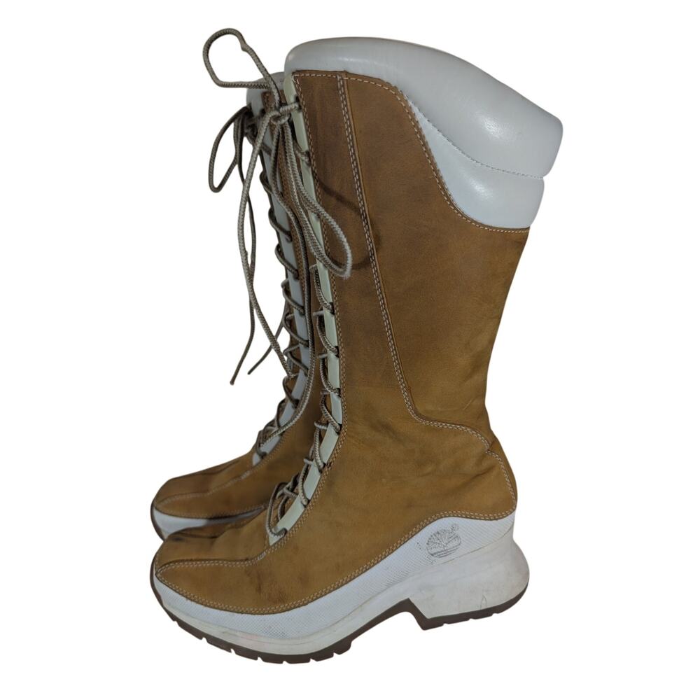 TIMBERLAND! PECAN BROWN GENUINE LEATHER, NUBUCK FINISH, UNIQUE HEEL BOOTS! 8M - Picture 16 of 16